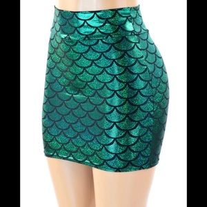 Coquetry Clothing Turquoise Teal Green Mermaid Scale Print Mini Skirt
